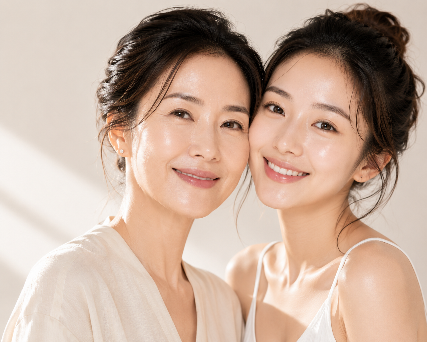 Hai thế hệ phụ nữ với làn da khỏe đẹp